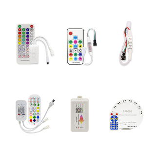 LED幻彩灯带控制器全彩5v12v24v流水跑马RF无线WS2811声控调光器