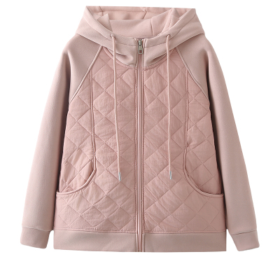 自发热连帽拼接休闲棉衣