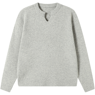 LEZORA Consinee之家原版Yak牦牛绒 秋冬厚款蓬松小V领针织毛衣男