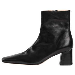 RIM RIM欧洲塑形马皮优雅复古方跟增高瘦瘦靴秋冬短筒方头短靴女