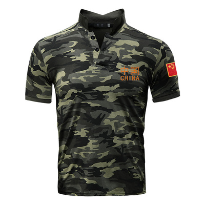 印花迷彩服翻领polo衫t恤