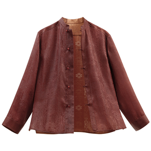 虚及香云纱两面穿长袖衬衫外套春夏桑蚕丝战国策提花民族风唐装