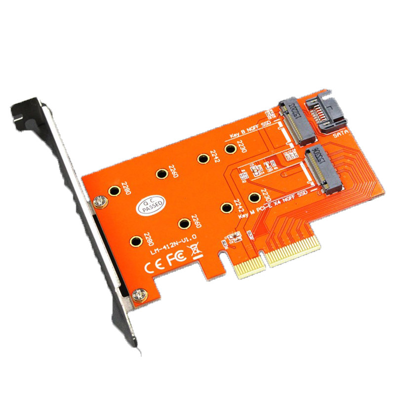 PCIe转NGFF转接卡 PCI-E X4转NGFF(M.2)SSD硬盘转接卡 M.2扩展卡