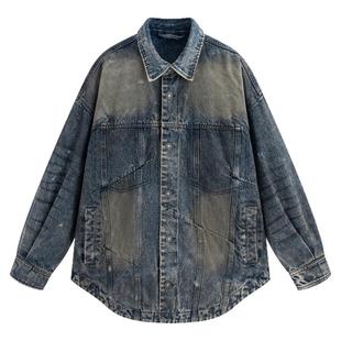 流石男装水洗做旧牛仔羽绒服2025年冬季男款个性街头随性保暖外套