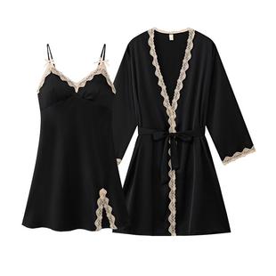 吊带睡衣女款2025新款秋款冰丝性感带胸垫法式睡裙高级感睡袍夏季