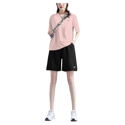 特步速干透气运动套装女