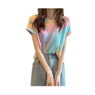 2026早春新款扎染短袖T恤女装夏季设计感小众别致宽松短款上衣女