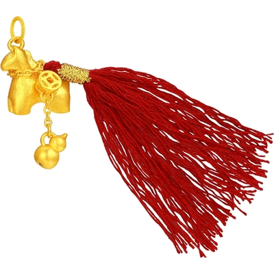 潮宏基好事发生聚财马上有钱足金吊坠古法黄金葫芦生肖新年 计价