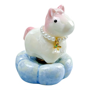 FENGAN可爱转转小马渐变色陶瓷小马结晶釉可爱马年摆件新年礼物