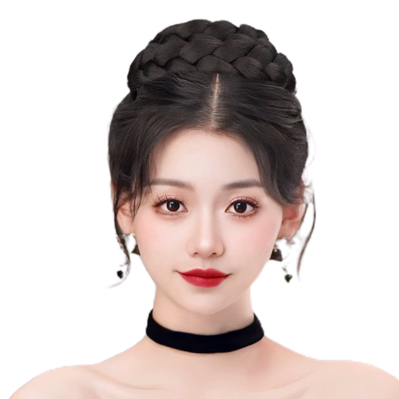 丸子头假发千金公主头饰婚纱造型赫本丸子头女抓夹发圈新娘假发包