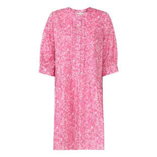 阁兰秀2025夏粉色印花连衣裙五分袖纯棉碎花设计感A字裙气质减龄