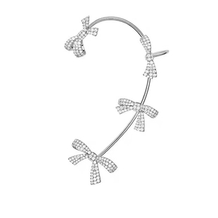 何家梦幻蝴蝶结耳挂女左耳无耳洞耳夹个性气质轻奢满钻高级感耳饰