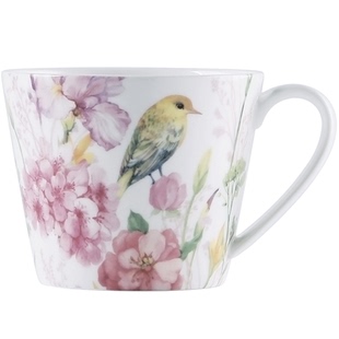 日系小清新陶瓷马克杯高骨瓷花鸟花草茶杯下午茶水杯咖啡杯花瓣杯