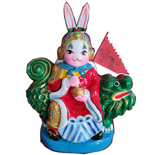 非遗兔爷手工泥人摆件兔爷手工泥塑老北京原创摆件车挂中国风礼物