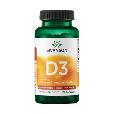 Swasnon斯旺森维生素D3儿童青少年1000iu软胶囊vd3补剂250粒进口