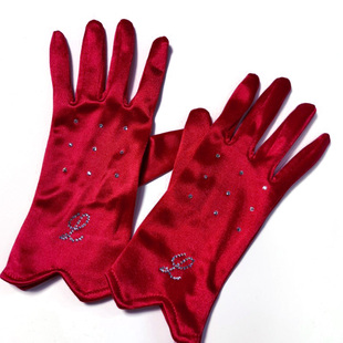 L家花样滑冰防护手套儿童女烫钻滑冰手套成人防水保护手掌烫钻