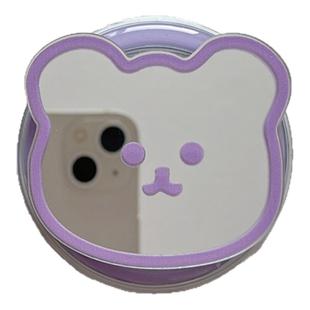 小熊镜子磁吸式支架magsafe手机强力吸附气囊不变形镜面桌面后面背贴伸缩适用iPhone16网红新款可爱15pro磁力