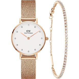 DW手表腕饰套装 优雅流金女表小双环手链套装28MM 丹尼尔惠灵顿