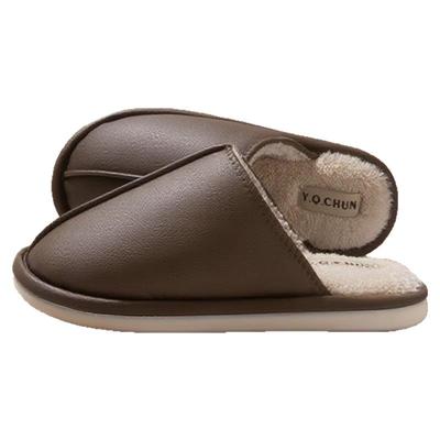 大码棉拖鞋男秋冬季居家PU防水