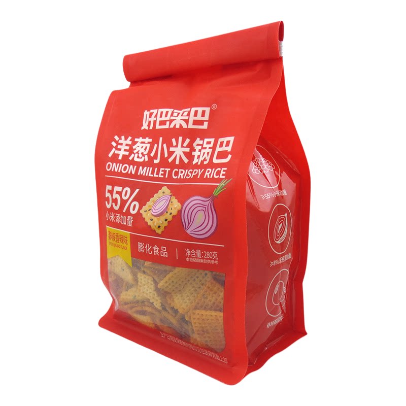 好巴来巴洋葱小米锅巴280g袋装网红爆款陕西特产零食休闲食品小吃