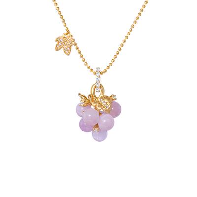 《盛宴2.0》复古设计感葡萄精致气质小众紫锂辉银镀金锁骨项链女