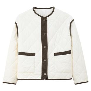 MindBridge女士圆领撞色菱格羽绒服2025年宽松保暖冬季加厚外套