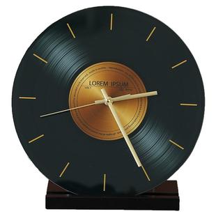 创意复古黑胶唱片桌面时钟摆台式钟表摆放式座钟电视柜装饰品摆件