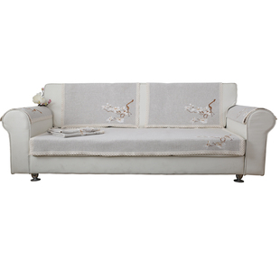 棉麻刺绣中式亚麻沙发垫布艺加厚坐垫子沙发巾飘窗垫定做