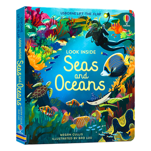 Usborne出品 看里面系列 海洋 Look Inside Seas and Oceans 英文原版绘本 纸板翻翻书 儿童启蒙科普绘本 亲子共读