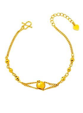 国潮沙金光珠双层手链女