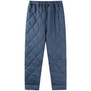 秋冬季男加厚三层夹棉纯棉裤子秋冬款单条棉裤男士睡裤家居裤格子