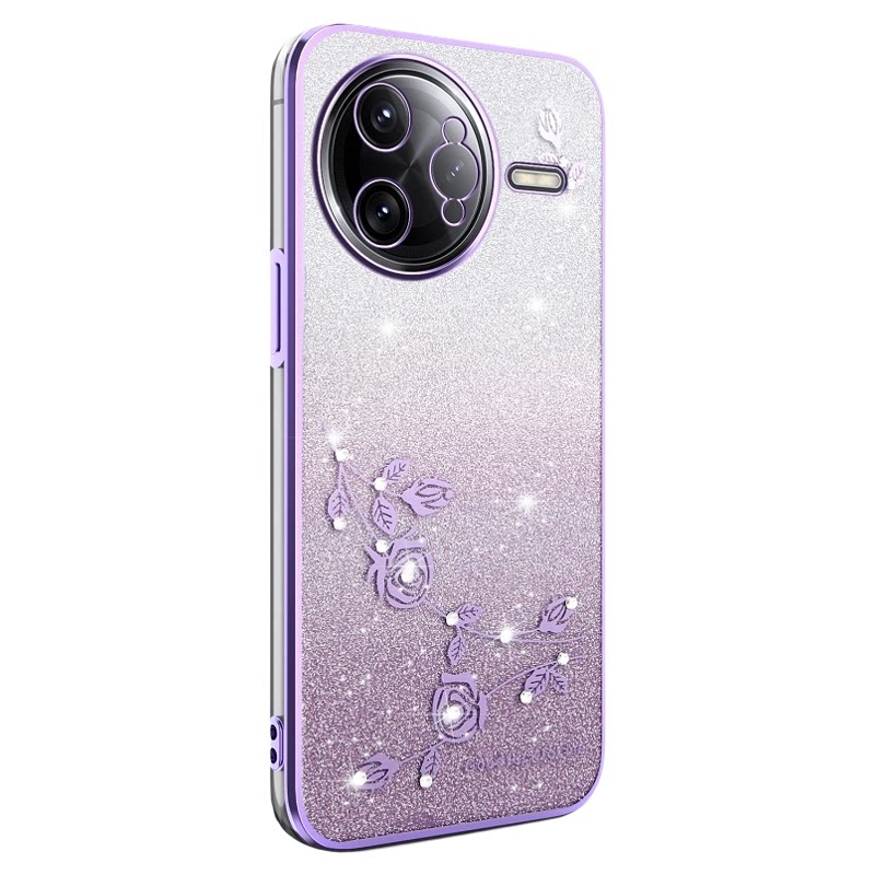 适用红米K80电镀金边镶钻玫瑰花