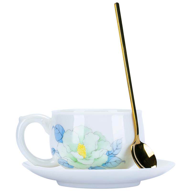 钰铨龙门羊脂玉瓷上釉手绘咖啡杯