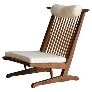 日式侘寂躺椅阳台客厅休闲实木椅中岛乔治高背沙发椅民宿懒人沙发