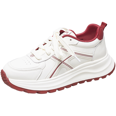 意尔康休闲运动鞋女2026春新款阿甘鞋百搭软底小白鞋厚底德训鞋女