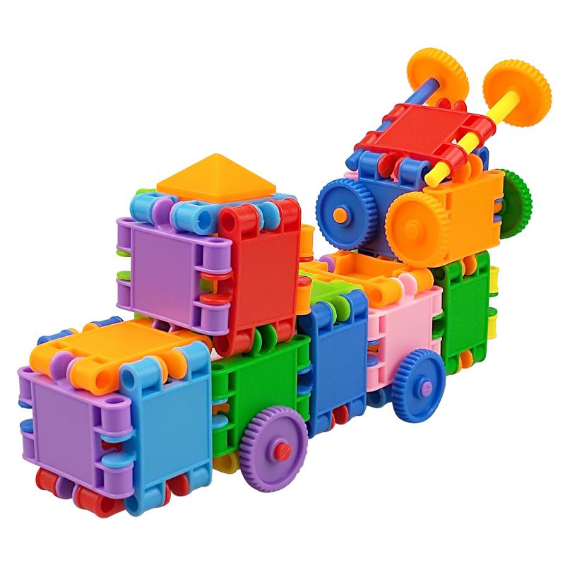 兒童嘟嘟益智賽車積木百變拼插搭親子男女孩3-6歲塑料幼兒園玩具