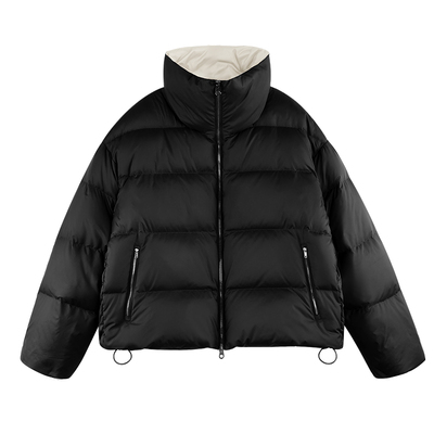 小个子黑色短款面包服