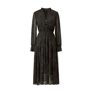 颜域精致波点连衣裙女装2026早春新款喇叭袖收腰显瘦通勤轻熟长裙