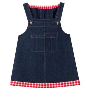 KEIKO [可卸帽]减龄俏皮风牛仔连帽背带裙春季复古撞色显瘦连衣裙