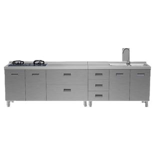 304整体加厚不锈钢厨房橱柜家用防潮灶台一体免安装定制转角碗柜