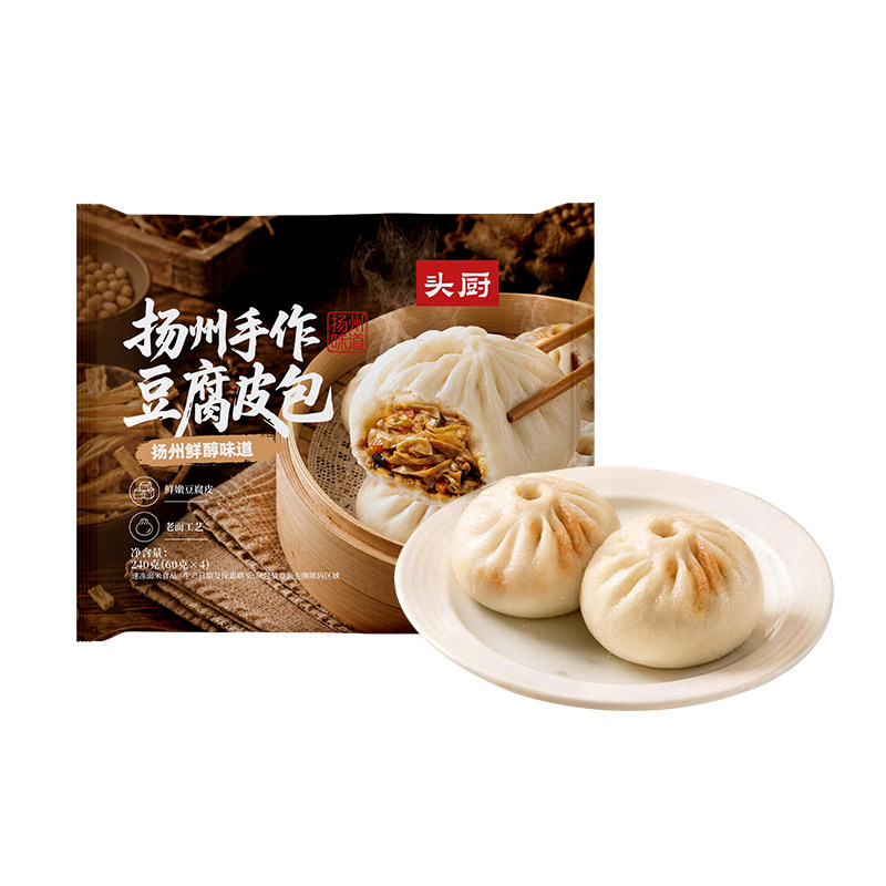 头厨扬州手作豆腐皮包子包点速食半成品素馅老面发酵加热即食