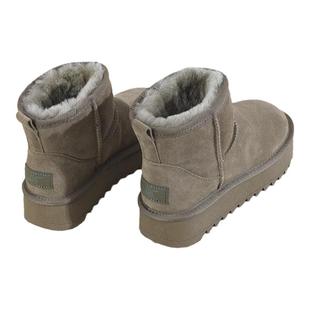 纯羊毛雪地靴女2024冬季季新款皮毛一体短筒厚底加绒加厚东北棉鞋