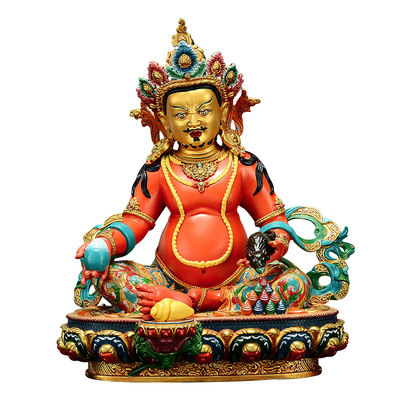 彩绘黄财神家用铜像摆件