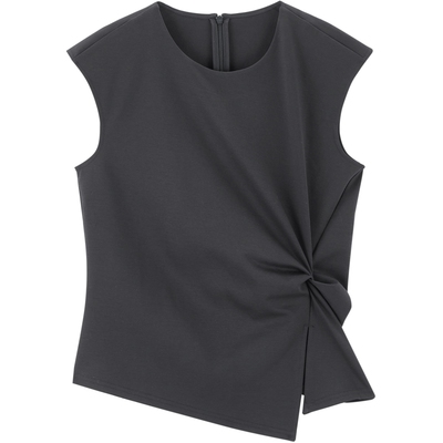 【商场同款】太平鸟女士夏新款不规则扭结修身无袖上衣A1CDG2228