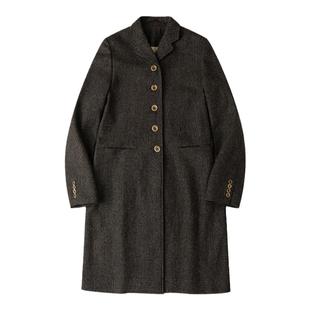 CycleDocument 复古高级感撞色正肩收腰羊毛呢大衣女中长款外套