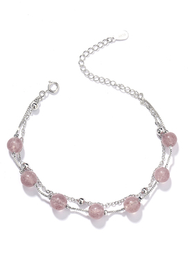 双层草莓晶粉水晶手链