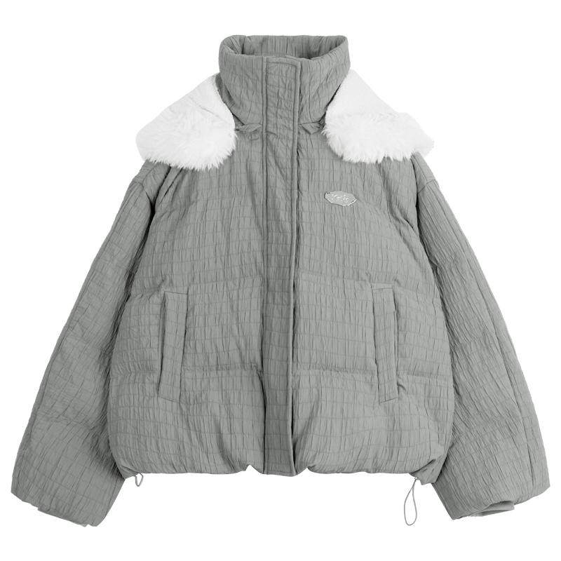 凯莉欧可拆兔耳朵帽棉服面包服