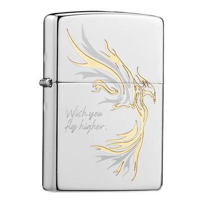 zippo飞鸿雕刻送礼黄铜