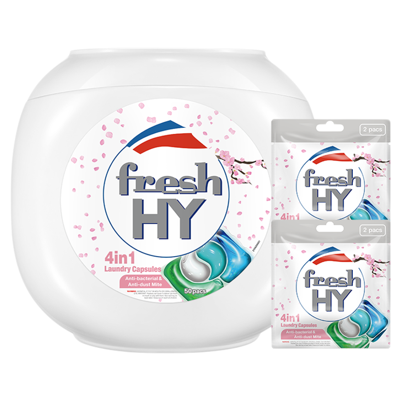 【数量拍3】菁华freshhy4合1洗衣凝珠樱花除菌除螨持久留香50粒