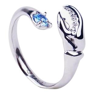 LAZYSURI懒苏芮白金蟹钳珐琅戒指女款开口戒指海洋风个性创意饰品